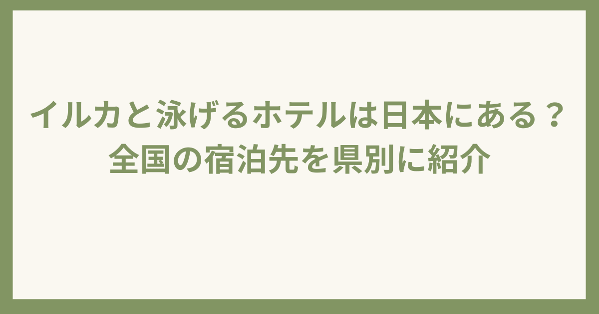 日本国内イルカと泳げるホテル